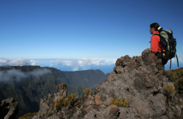 Trekking on Reunion Island - hiking trail with scenic mountain views